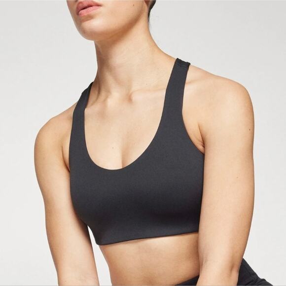 Girlfriend Collective FLOAT V-Neck Racerback Sports Bra Midnight Black Large NWT - Picture 5 of 12